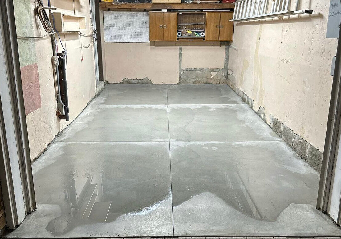 Garage floor repaired and sealed