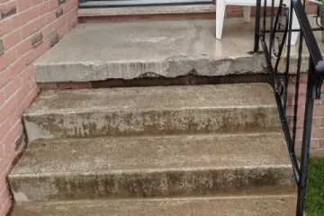 Concrete Front Porch Crack Repair Burlington (Before)