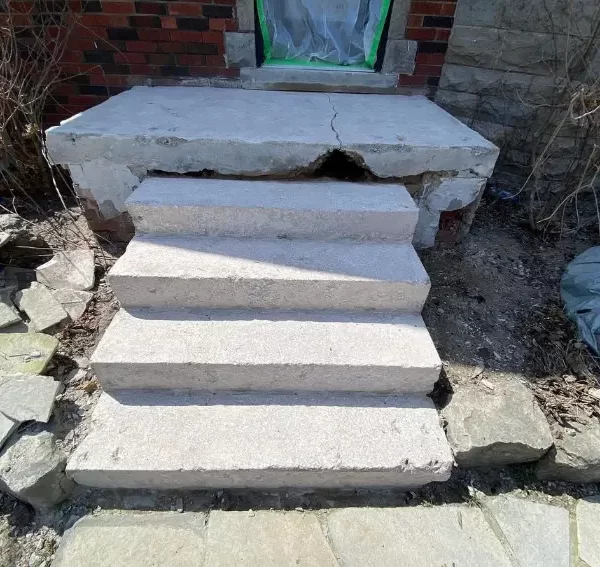 Concrete Porch Repaired in Burlington, Ontario (Before)