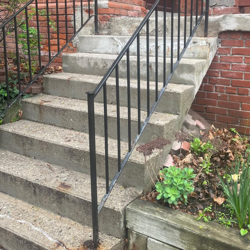 concrete porch repair toronto before — cracked spalling surface